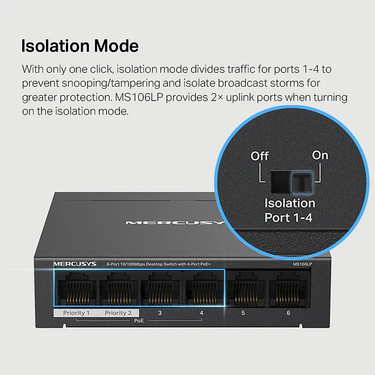  SWITCH MS106LP MERCUSYS 6P+4POE 10/100