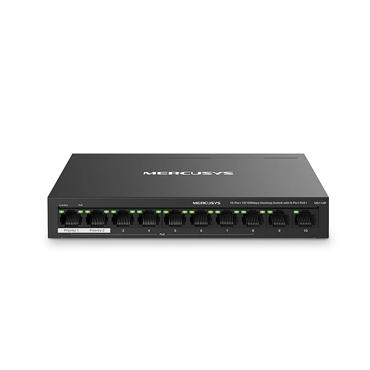 Switch TP-Link Mercusys MS110P 10 puertos 10/100, 8 PoE+ 65W