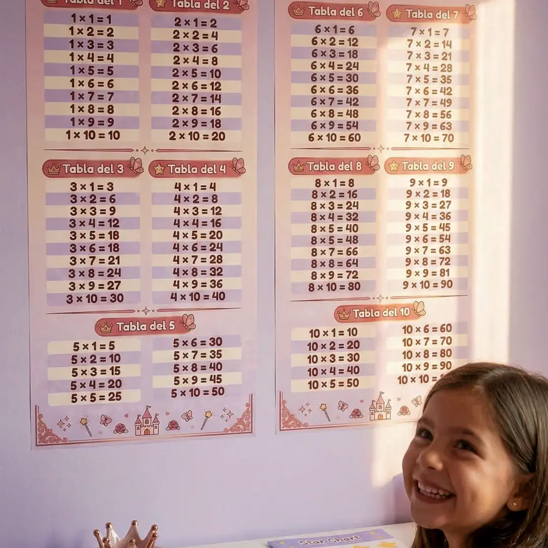 Mis Tablas de Multiplicar - Mural adhesivo - Niñas 2
