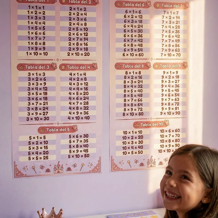 Mis Tablas de Multiplicar - Mural adhesivo - Niñas 2