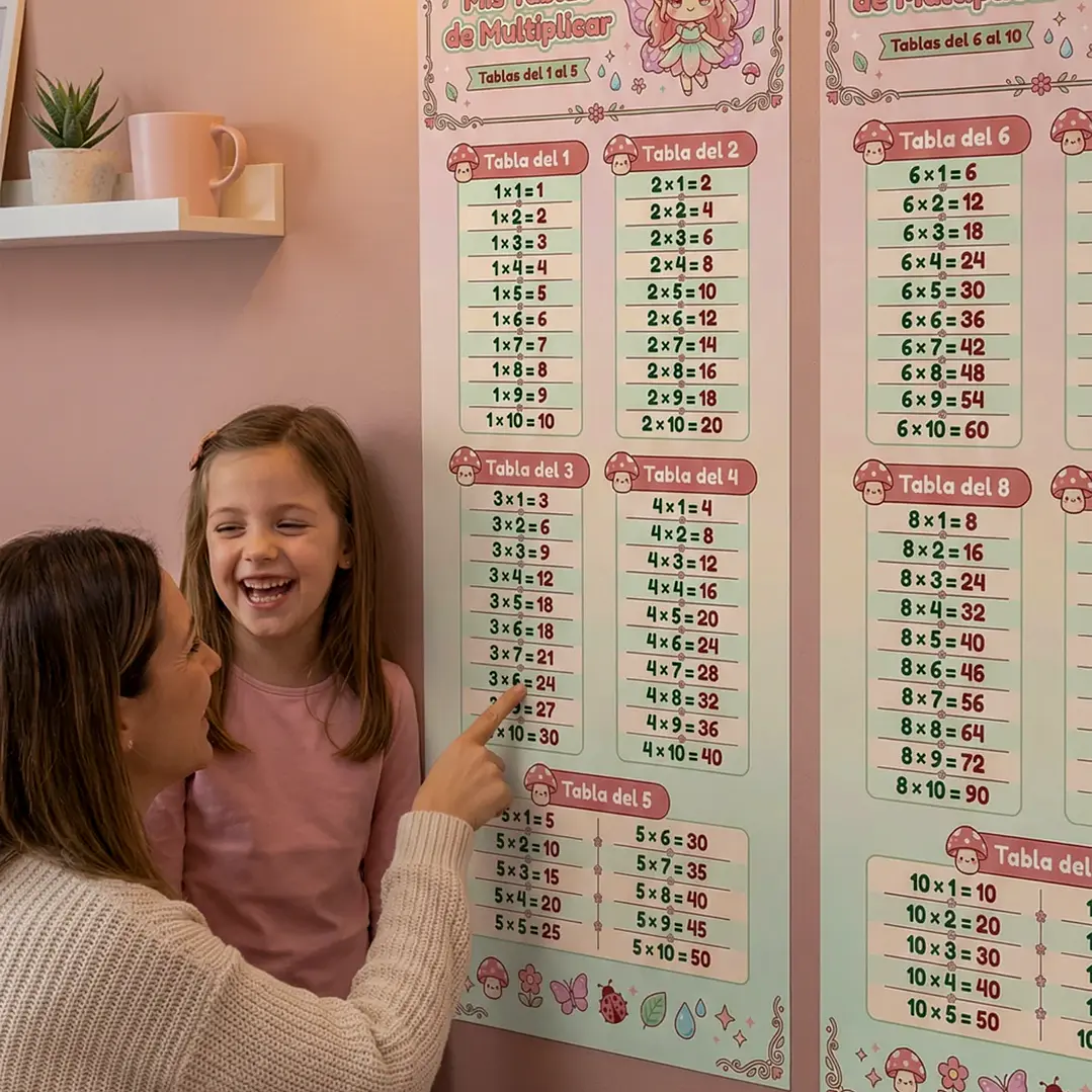 Mis Tablas de Multiplicar - Mural adhesivo - Niñas 3