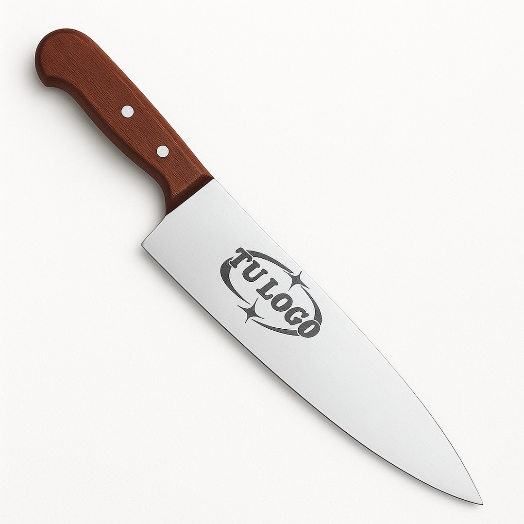 Cuchillo Cocina Rosewood color Café. Hoja 22 cm. Personalizado 1