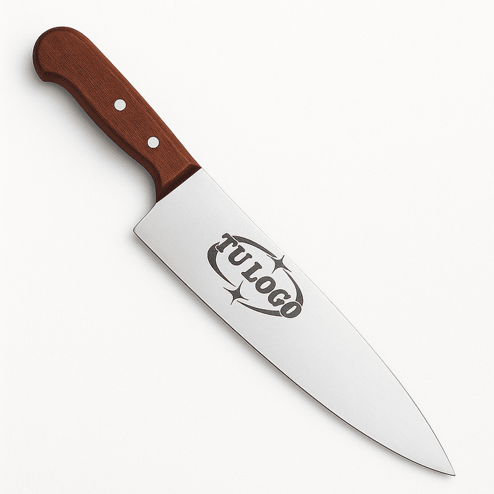 Cuchillo Cocina Rosewood color Café. Hoja 22 cm. Personalizado 1