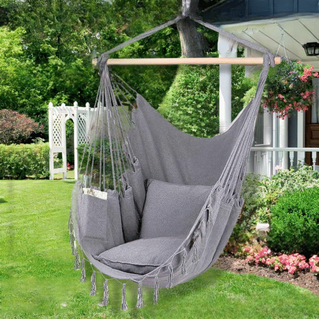 Hamaca Silla Columpio Grande 1.2m Ancho Con Cogines 2