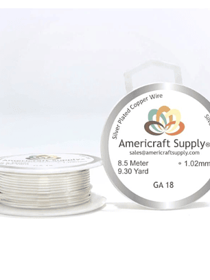 Alambre americraft supply silver calibre 18 - 5mtrs