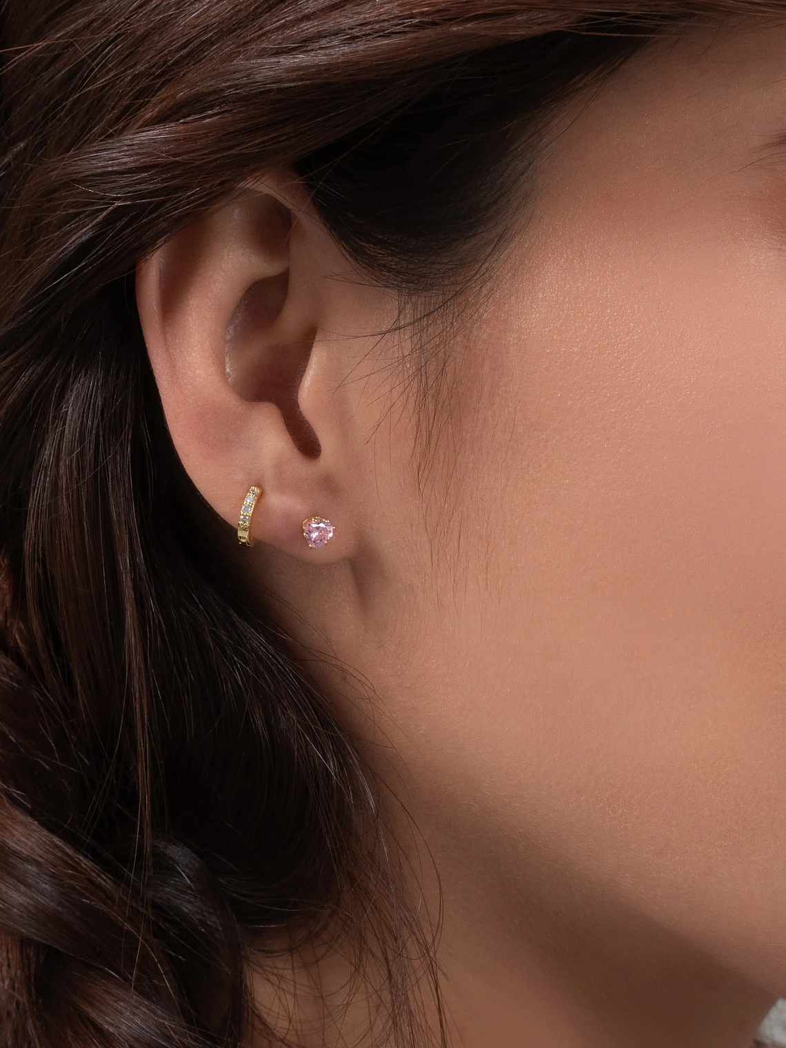 Topo Circonia Corazón Rosa 2