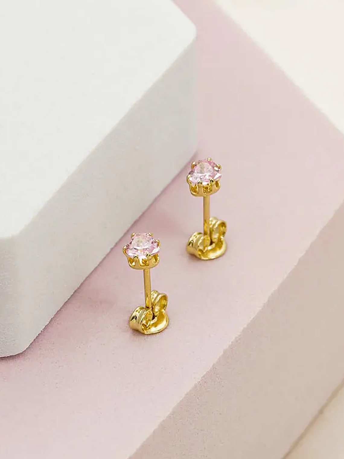 Topo Circonia Corazón Rosa 3