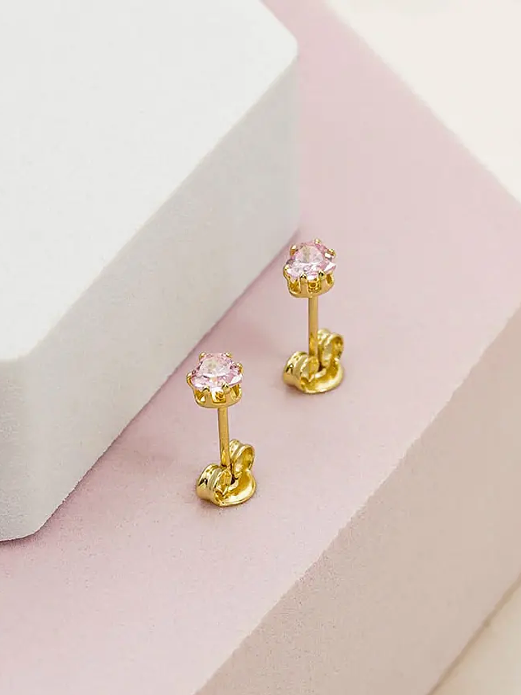 Topo Circonia Corazón Rosa 3