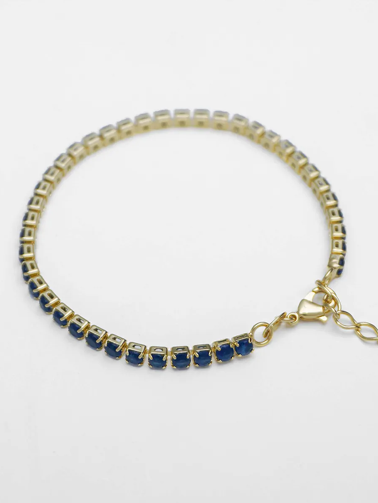 Pulsera Circonias Azul Unisex 16 Cms + Extensor 1