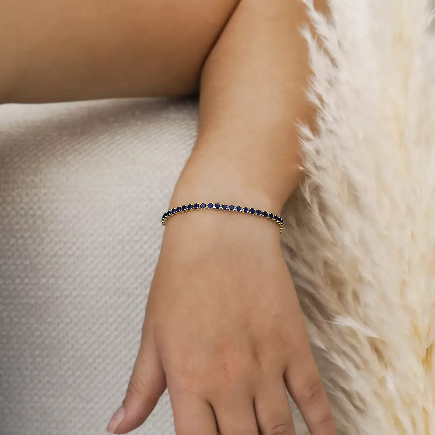 Pulsera Circonias Azul Unisex 16 Cms + Extensor 2