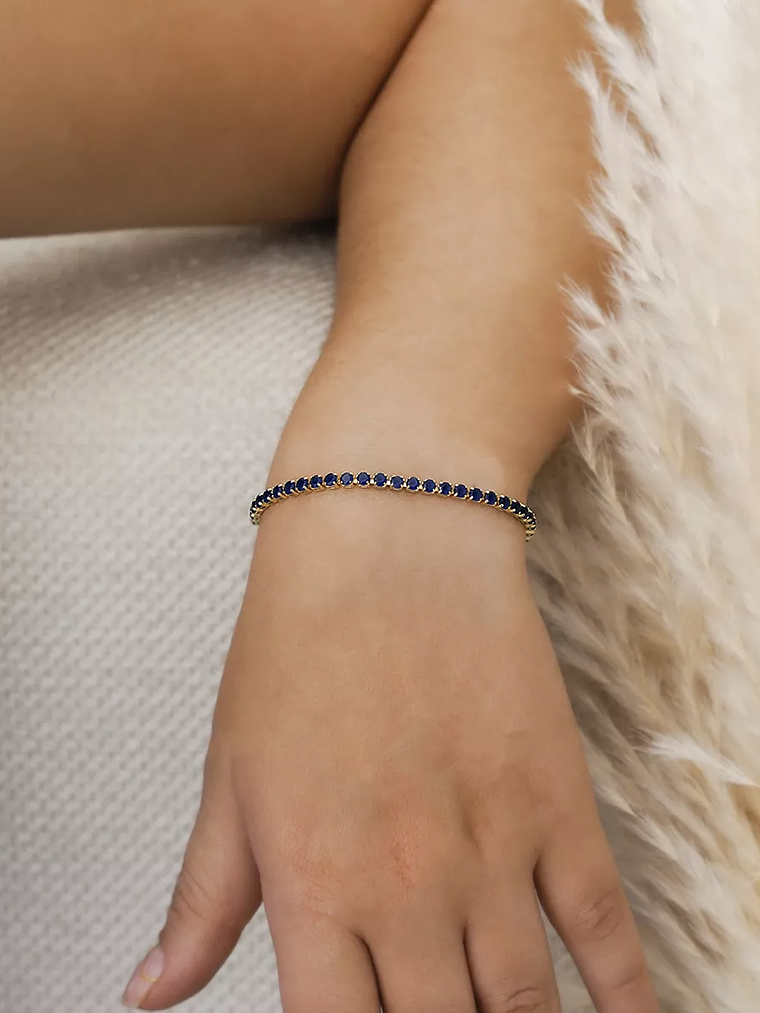 Pulsera Circonias Azul Unisex 16 Cms + Extensor 2