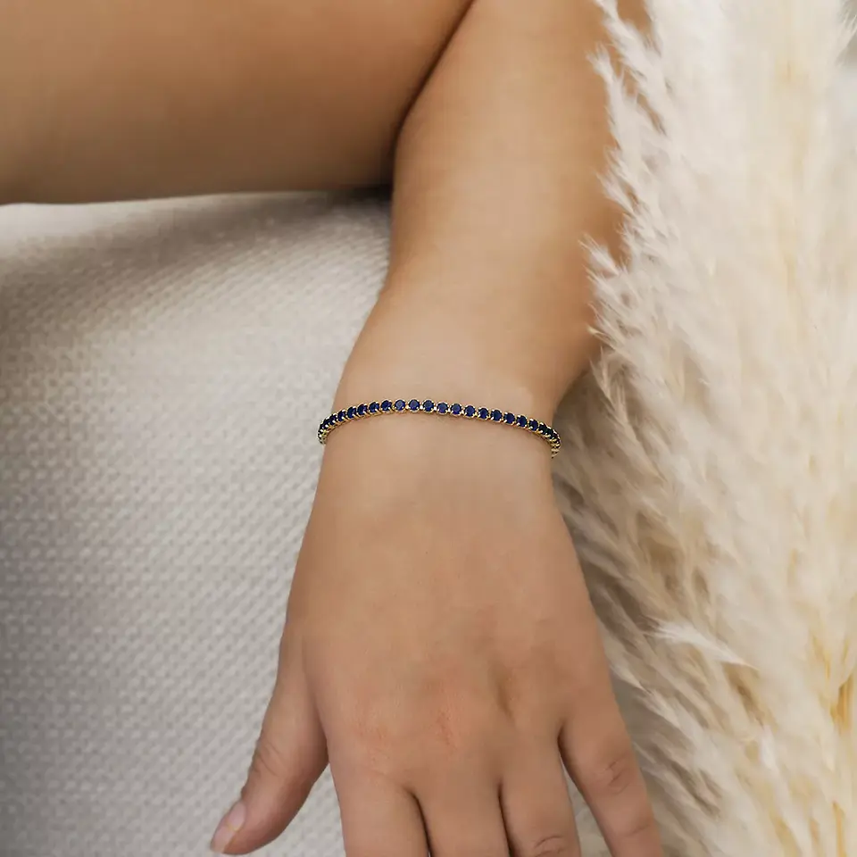 Pulsera Circonias Azul Unisex 16 Cms + Extensor 2