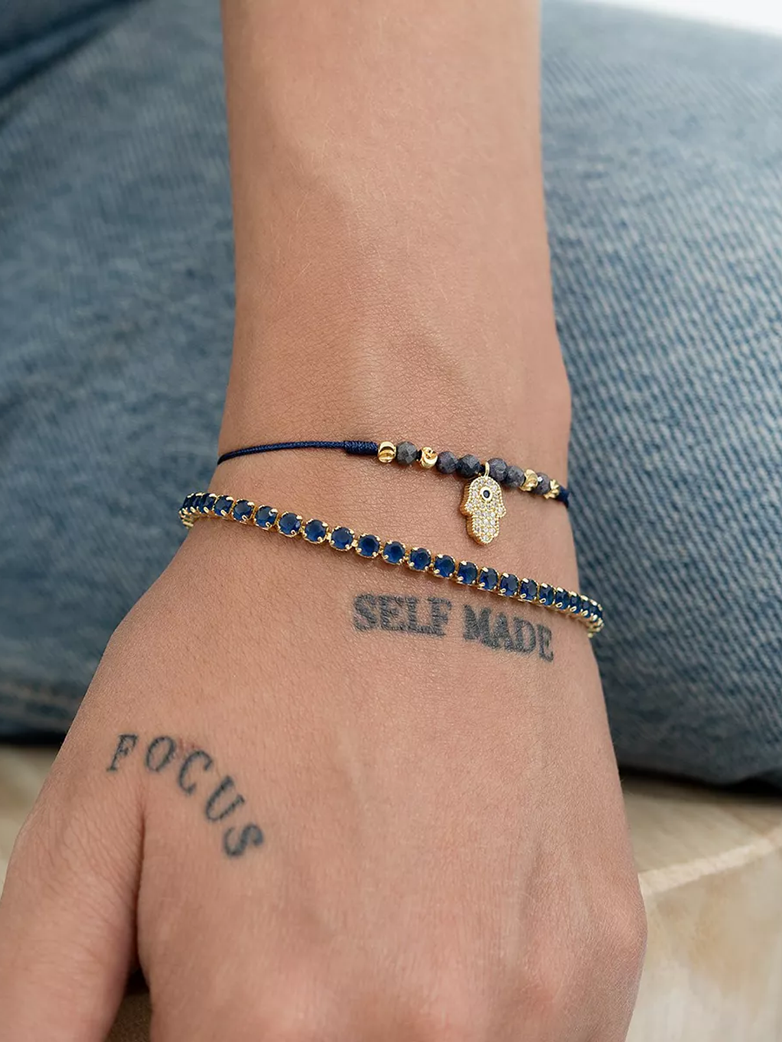 Pulsera Circonias Azul Unisex 16 Cms + Extensor 3