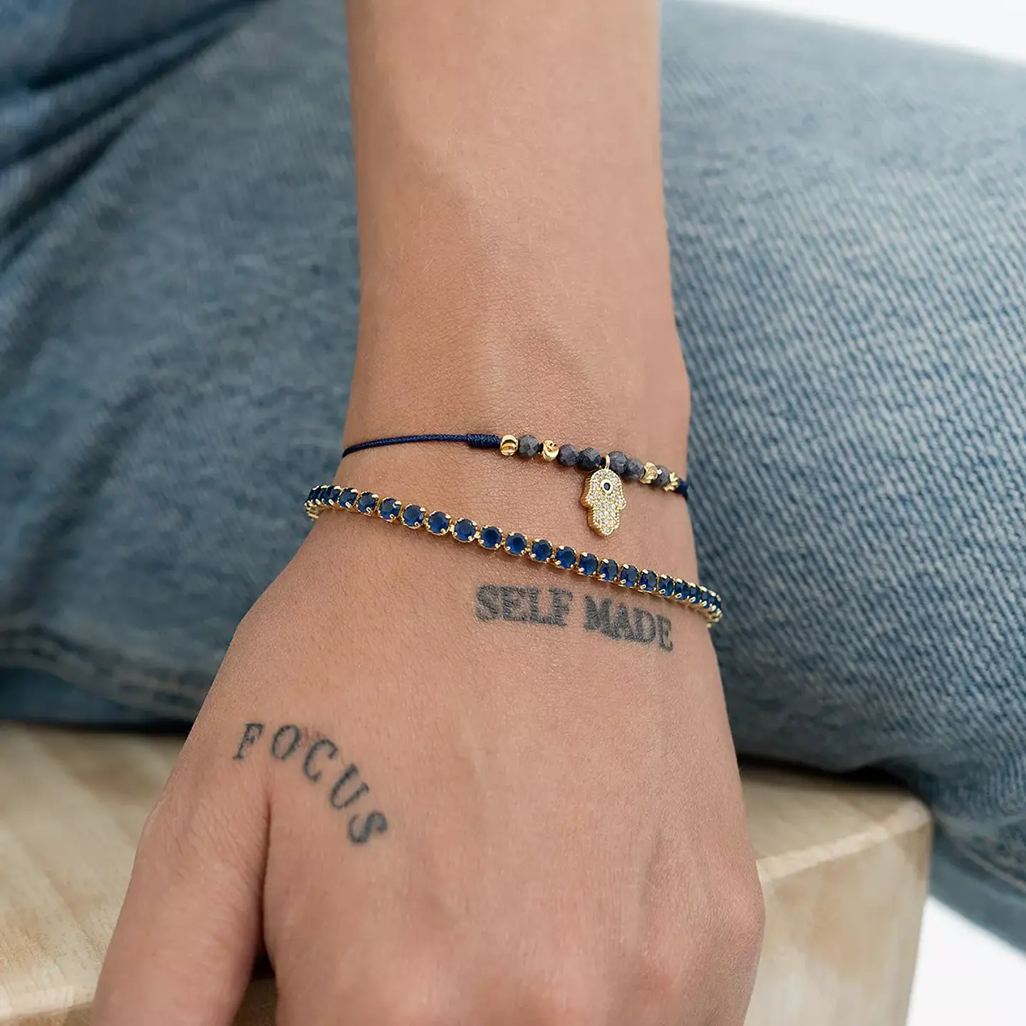 Pulsera Circonias Azul Unisex 16 Cms + Extensor 3