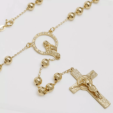 Rosario para caballero San Benito en oro laminado 18K