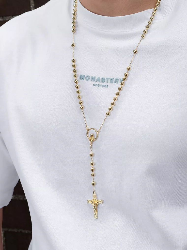 Rosario para caballero San Benito en oro laminado 18K 2