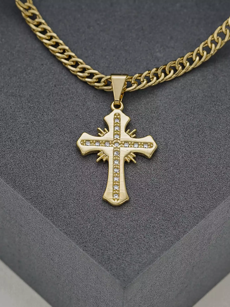 Dije  Cruz Sagrada Circonias Cristal 2