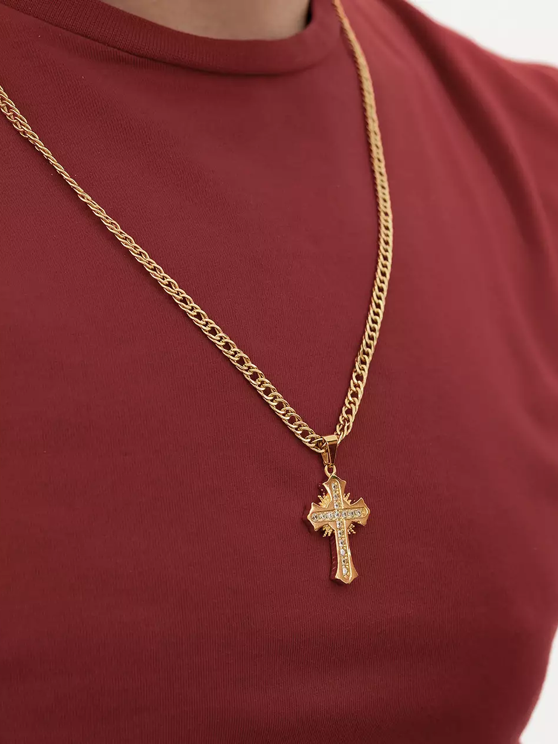 Dije  Cruz Sagrada Circonias Cristal 3