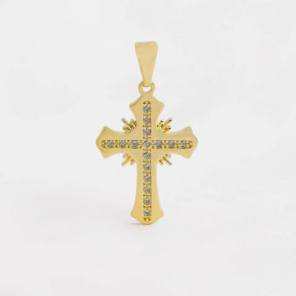 Dije  Cruz Sagrada Circonias Cristal 1