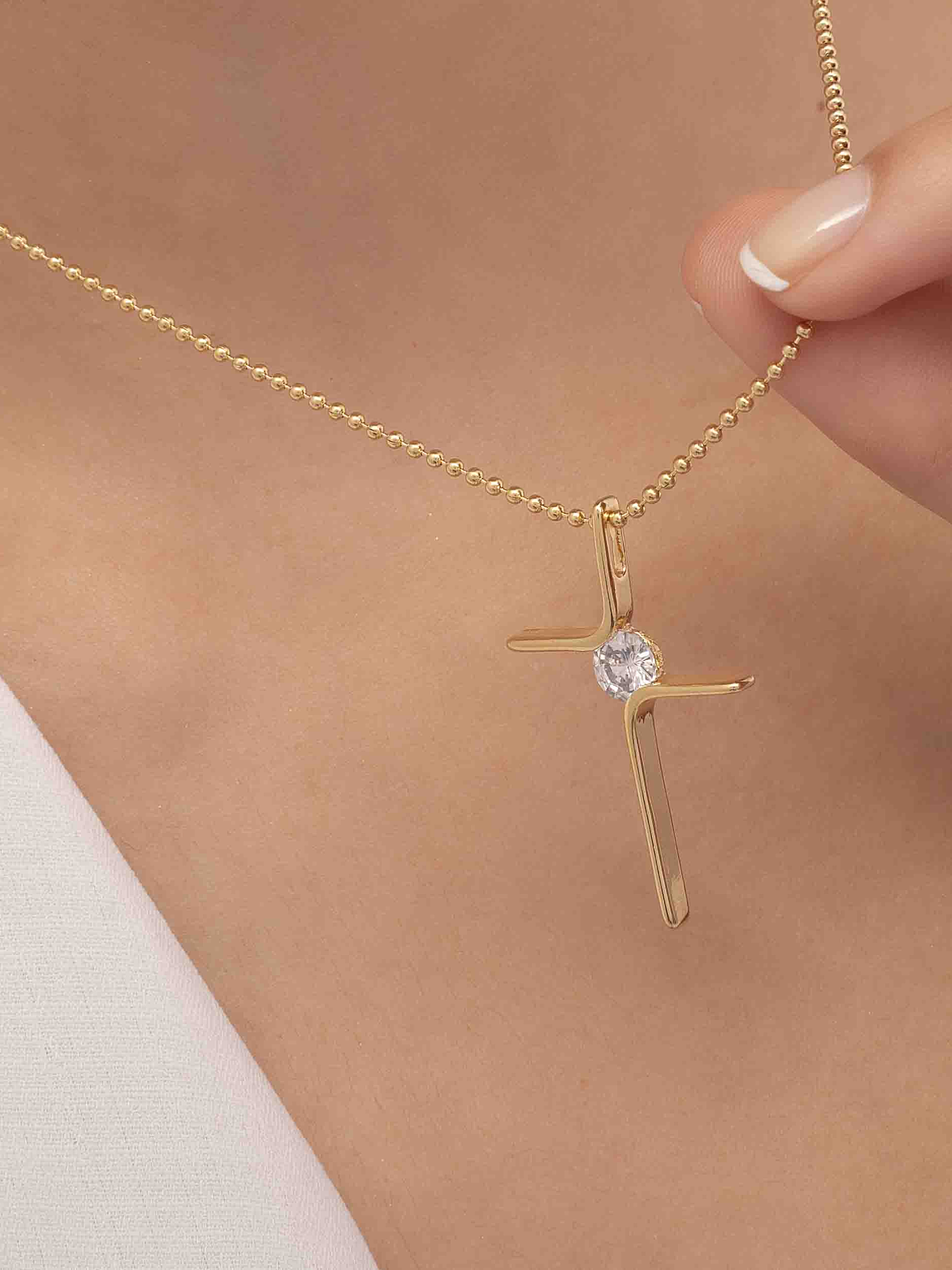 Dije Cruz Circón Cristal 4 cms  1