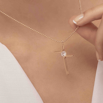 Dije Cruz Circón Cristal 4 cms 