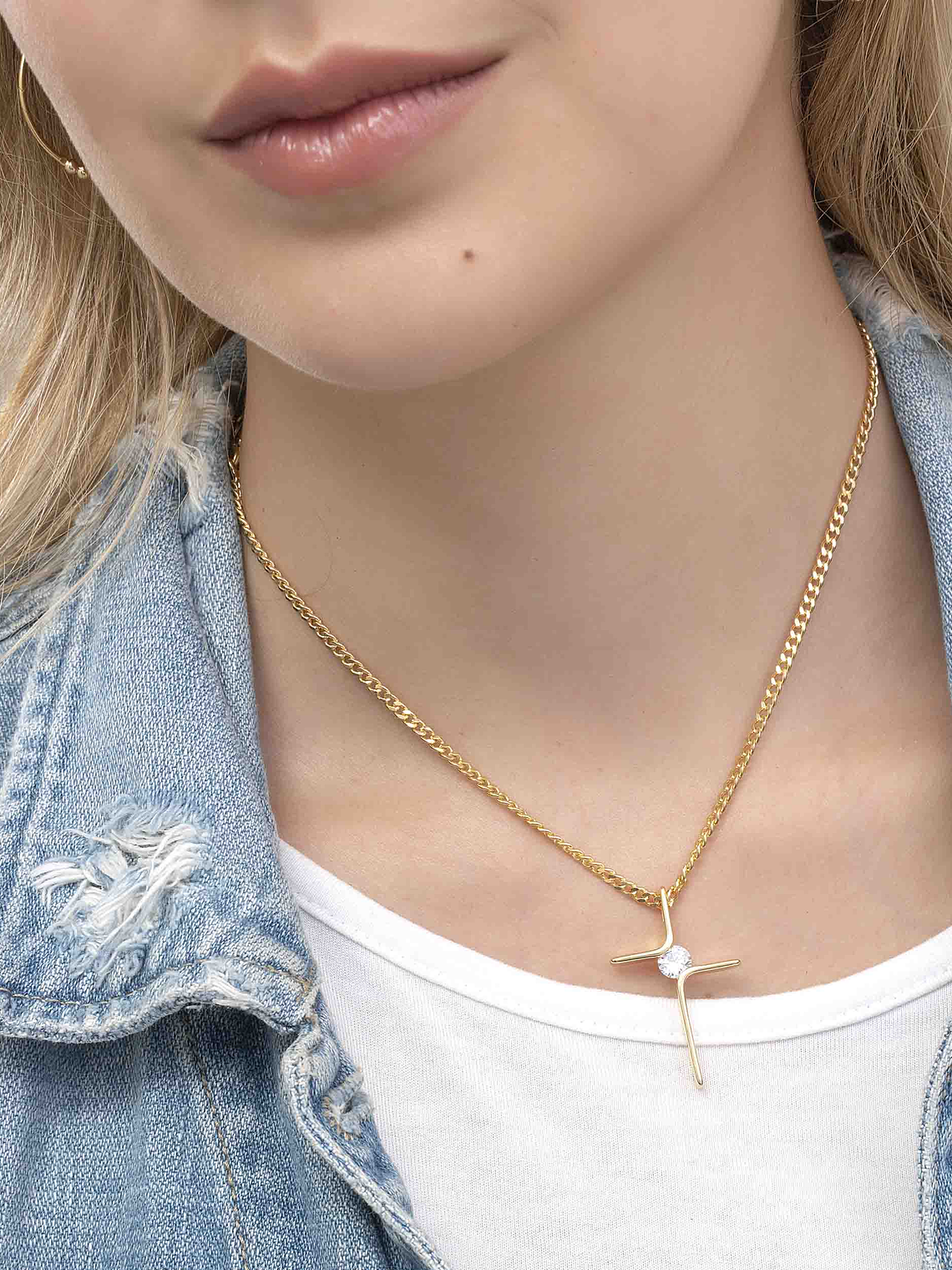 Dije Cruz Circón Cristal 4 cms  2