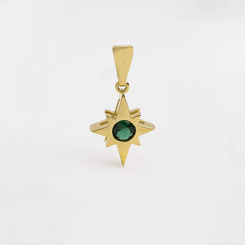 Dije Estrella Circonia Verde Esmeralda 