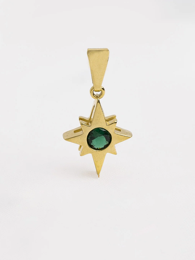 Dije Estrella Circonia Verde Esmeralda  1