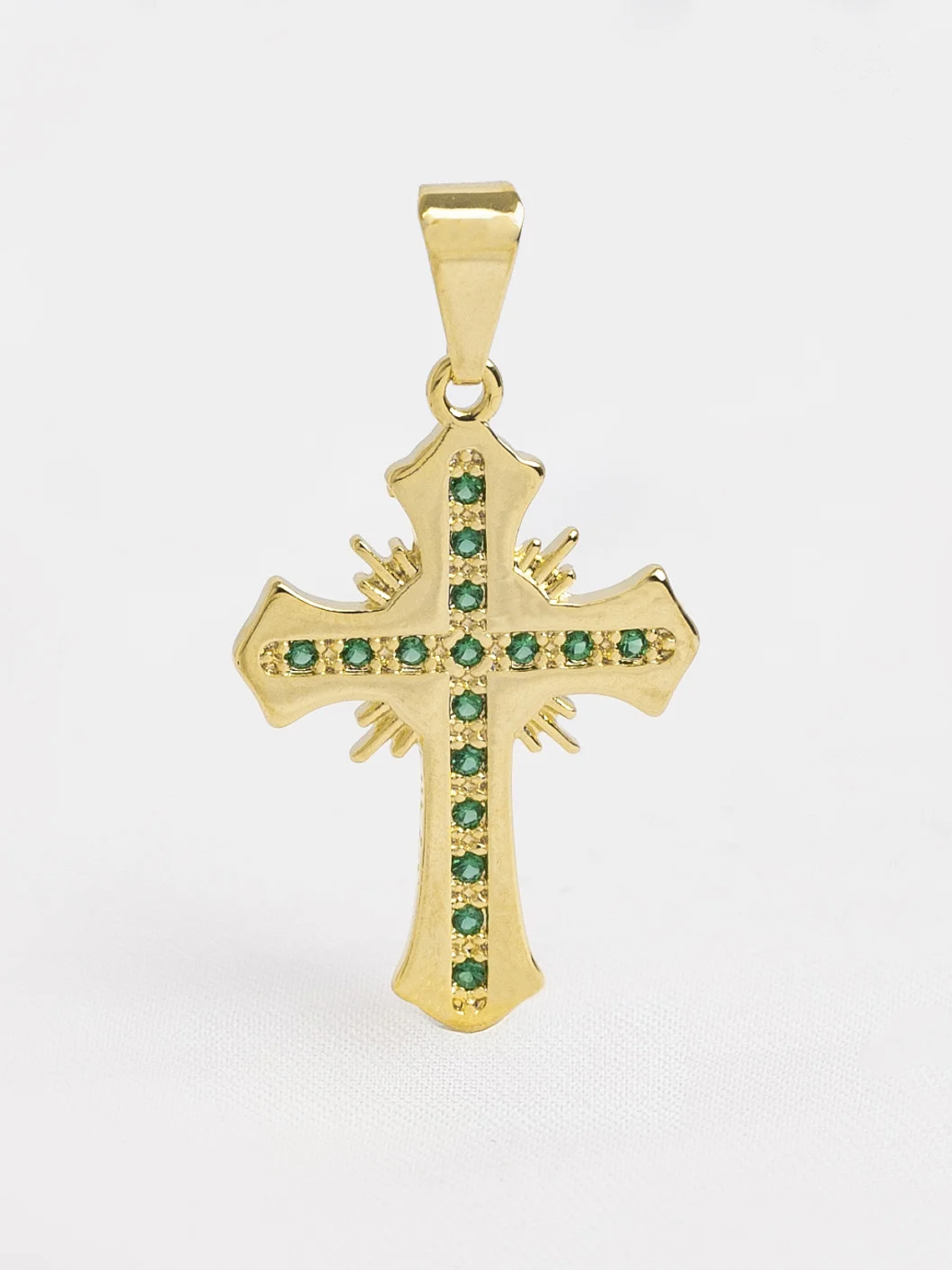 Dije Cruz Sagrada Circonias Verde 1