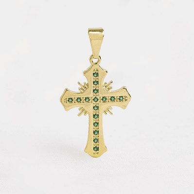 Dije Cruz Sagrada Circonias Verde