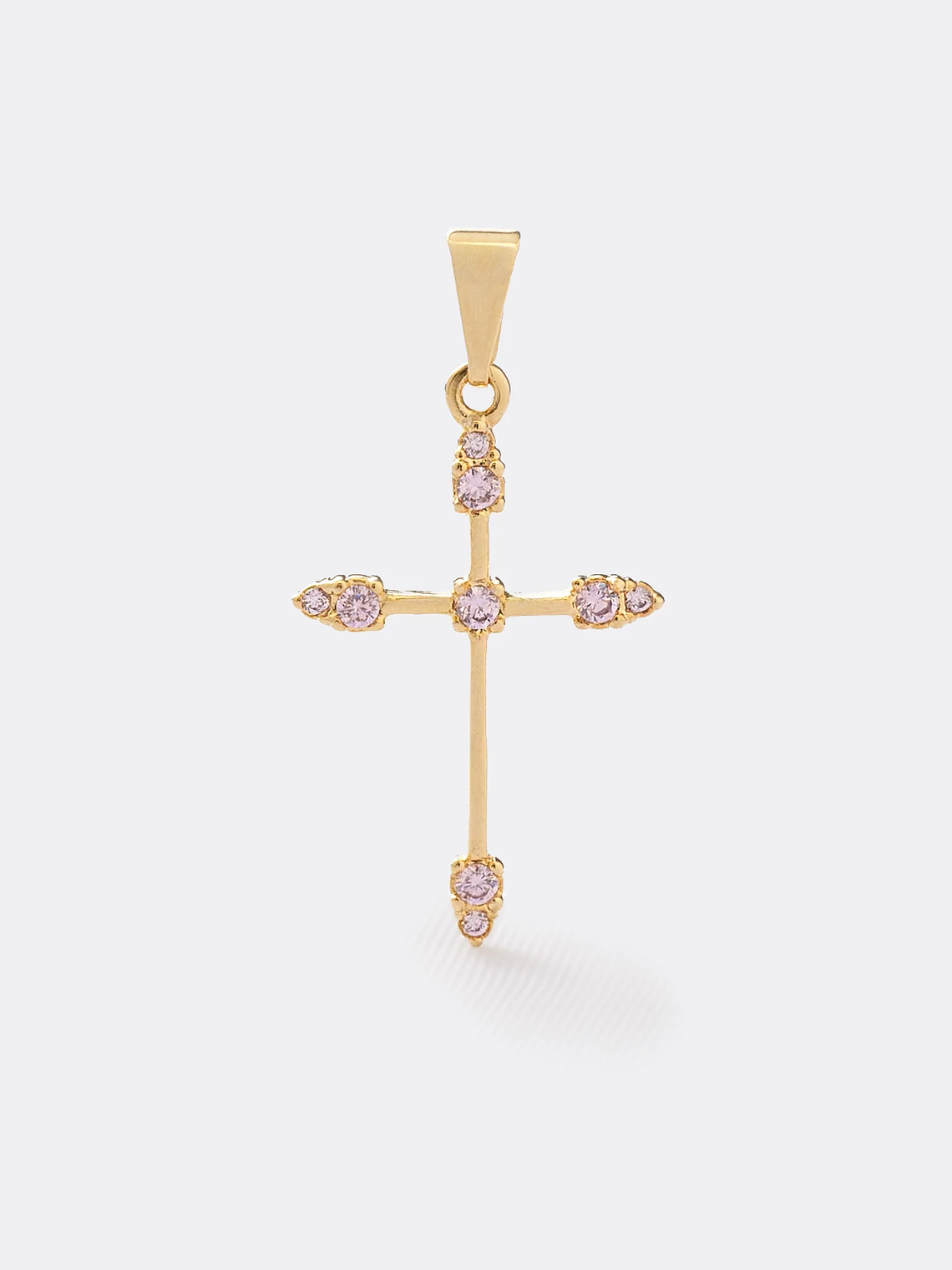 Dije Cruz Tubular 9 circonias Rosa 1