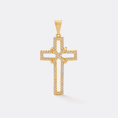 Dije Cruz Silueta circonias 3.5 cms
