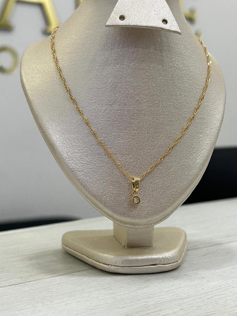 Set Cadena tejido Singapur + Dije Circon 1