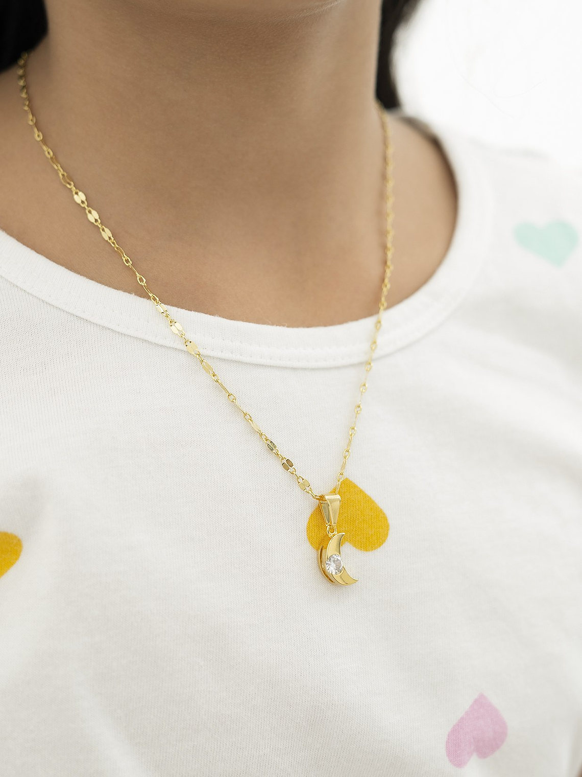 Set Cadena Espejo Cuadrada 45 Cms +Dije Luna Circonia Cristal  2