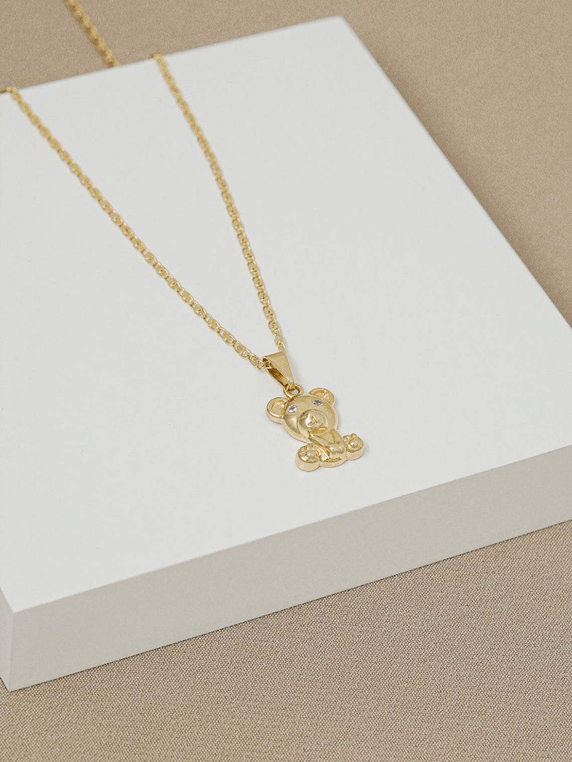 Set cadena tejido caracol + Dije Osito Teddy  1