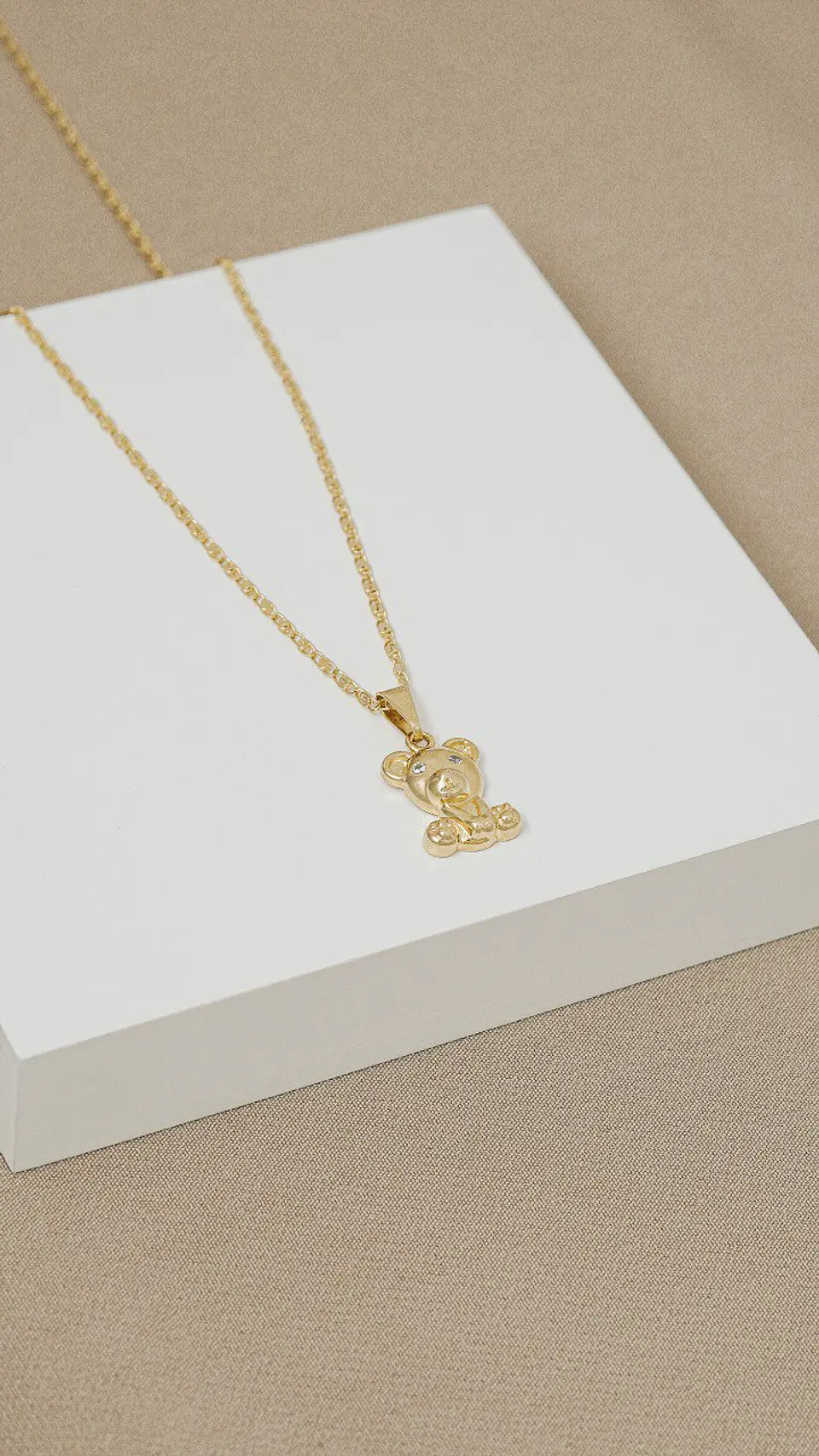 Set cadena tejido caracol + Dije Osito Teddy  1