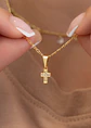 Set Cadena tejido3* 1  +Dije Mini Cruz Con Circonias Cristal  - thumbnail 1