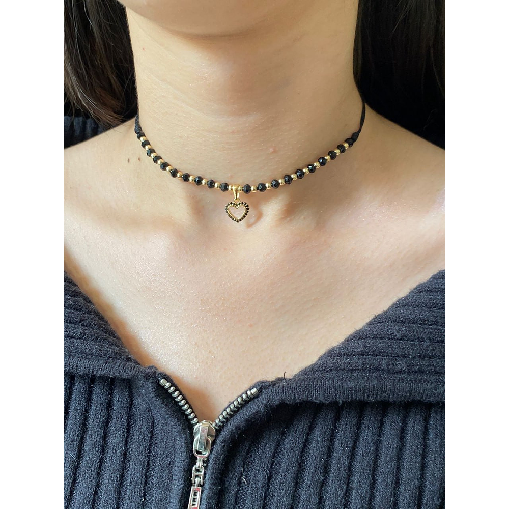 Choker Dije corazón borde circón