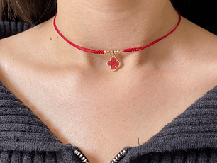 Chocker Dije Trebol resina Rojo