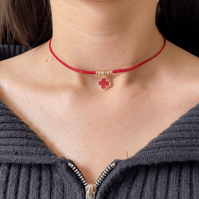 Chocker Dije Trebol resina Rojo