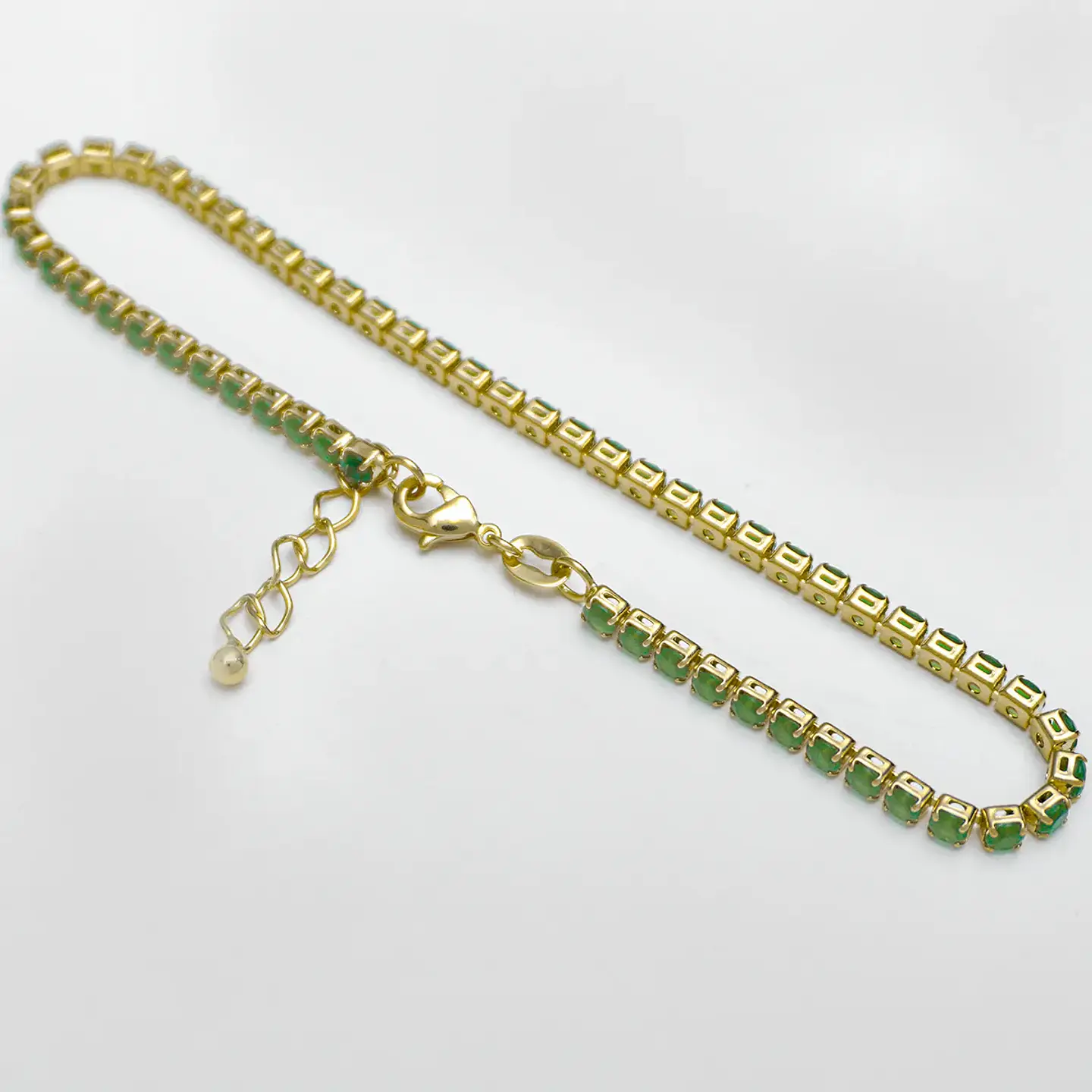 Tobillera Circonias Verde Unisex  1