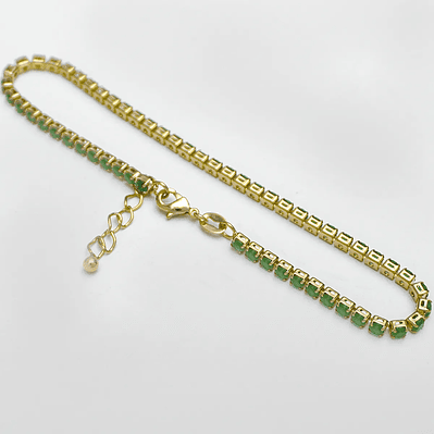 Tobillera Circonias Verde Unisex 