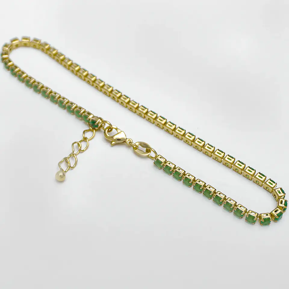 Tobillera Circonias Verde Unisex  1