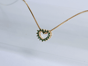 Set Corazón Circón Verde Esmeralda