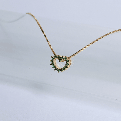 Set Corazón Circón Verde Esmeralda