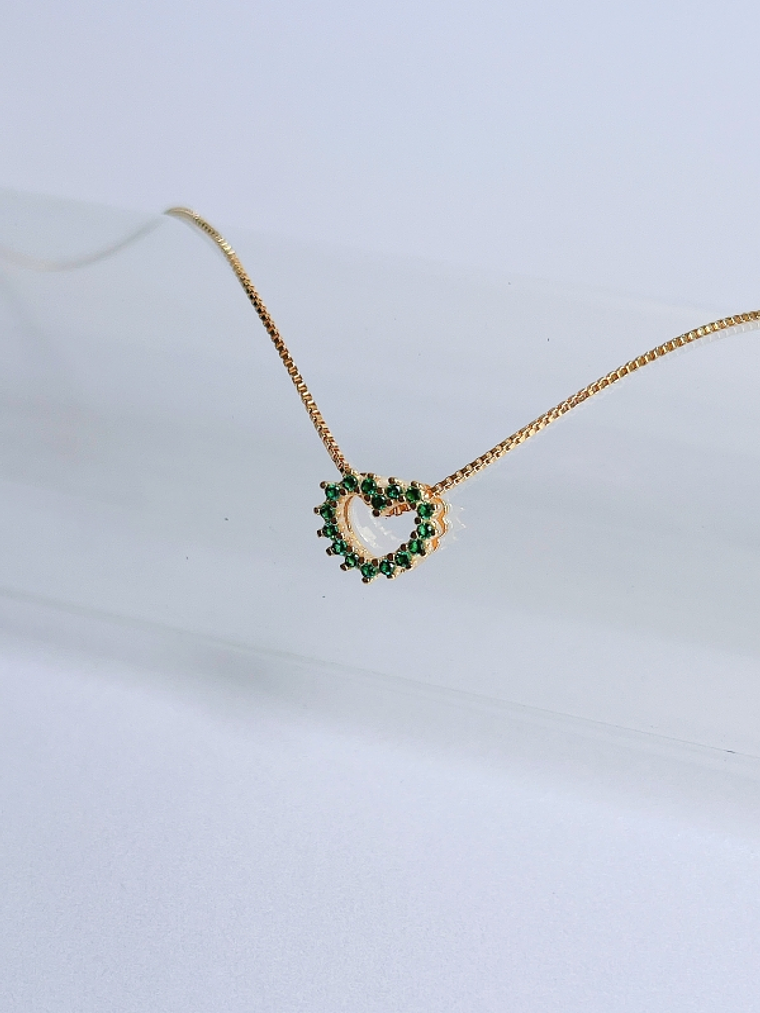 Set Corazón Circón Verde Esmeralda 1