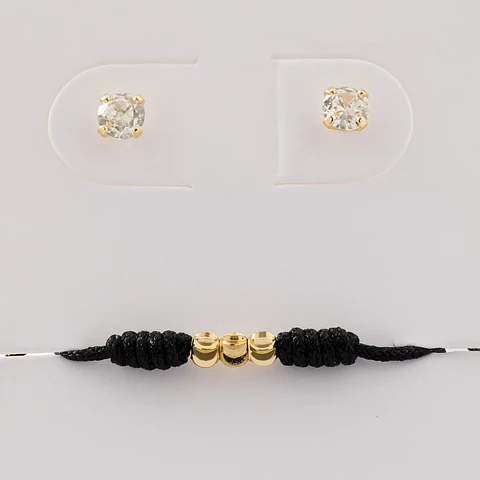 Combo Pulsera 3 Balines +Aretes 