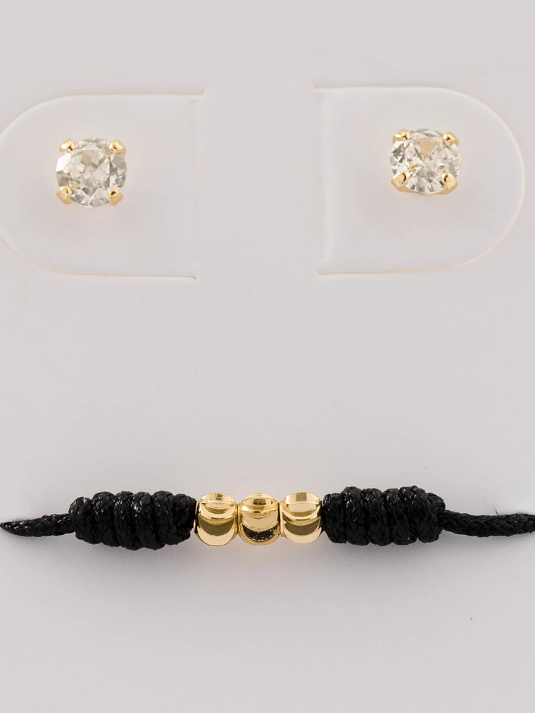 Combo Pulsera 3 Balines +Aretes  1