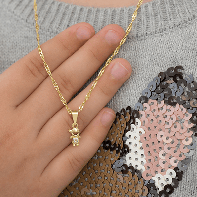 Set Cadena tejido Singapur + dije Little Boy 