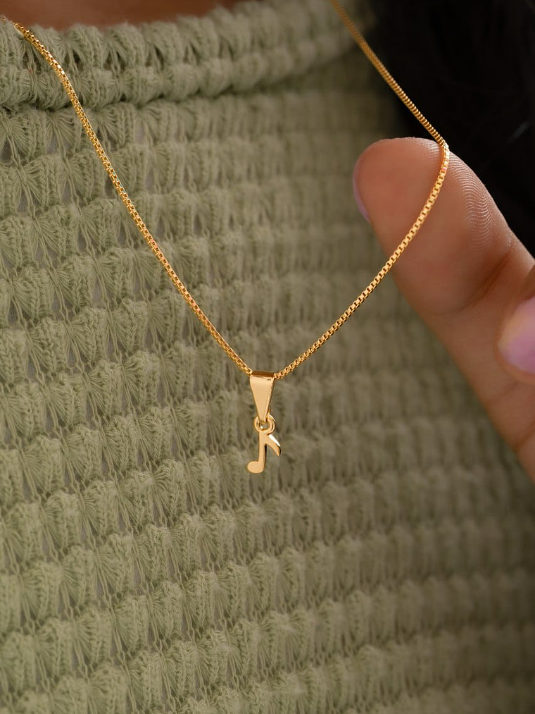 Set Cadena tejido Veneciana 1mm 45cm largo +Dije Corchea 1